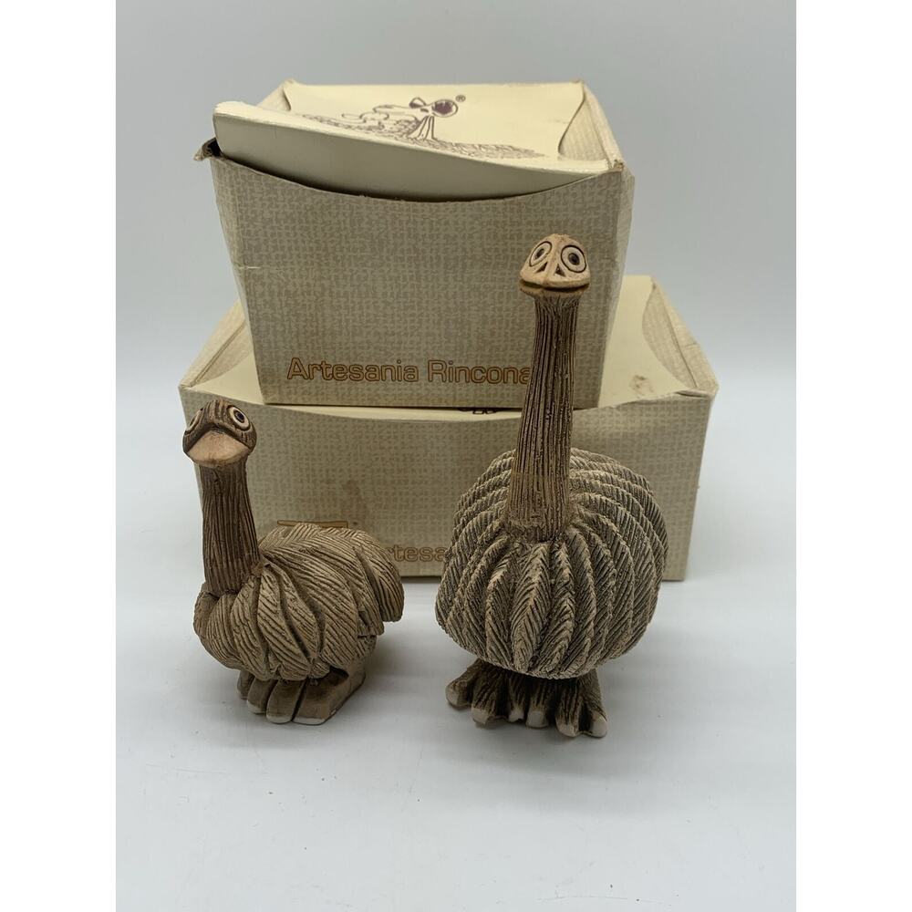 VTG Artesania Rinconada Ostrich Emu Figurine Retired #96 #10 Signed Set 2 Box